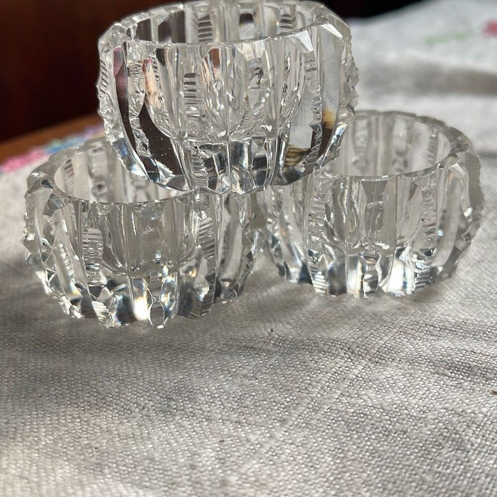 Lot of 3 cut glass open salt bowls. Victorian ornate